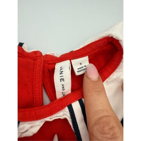 Janie and Jack Bundle of 2 Red and Blue Cotton Nautical Tops Size 5 - Picture 3 of 5